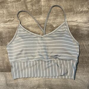 Gaiam Sport Bra Sz L/G grey with white stripes LIKE NEW !
